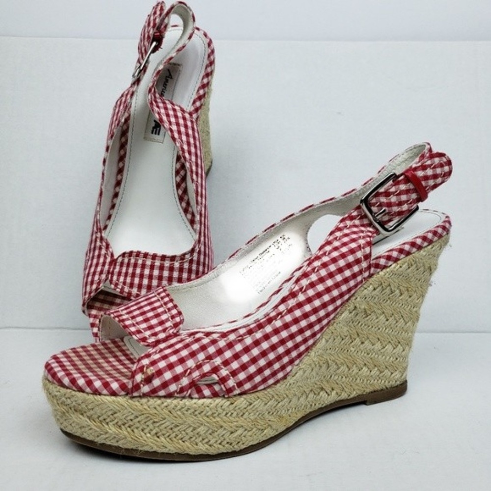American Eagle Slingback Gingham Espadrilles